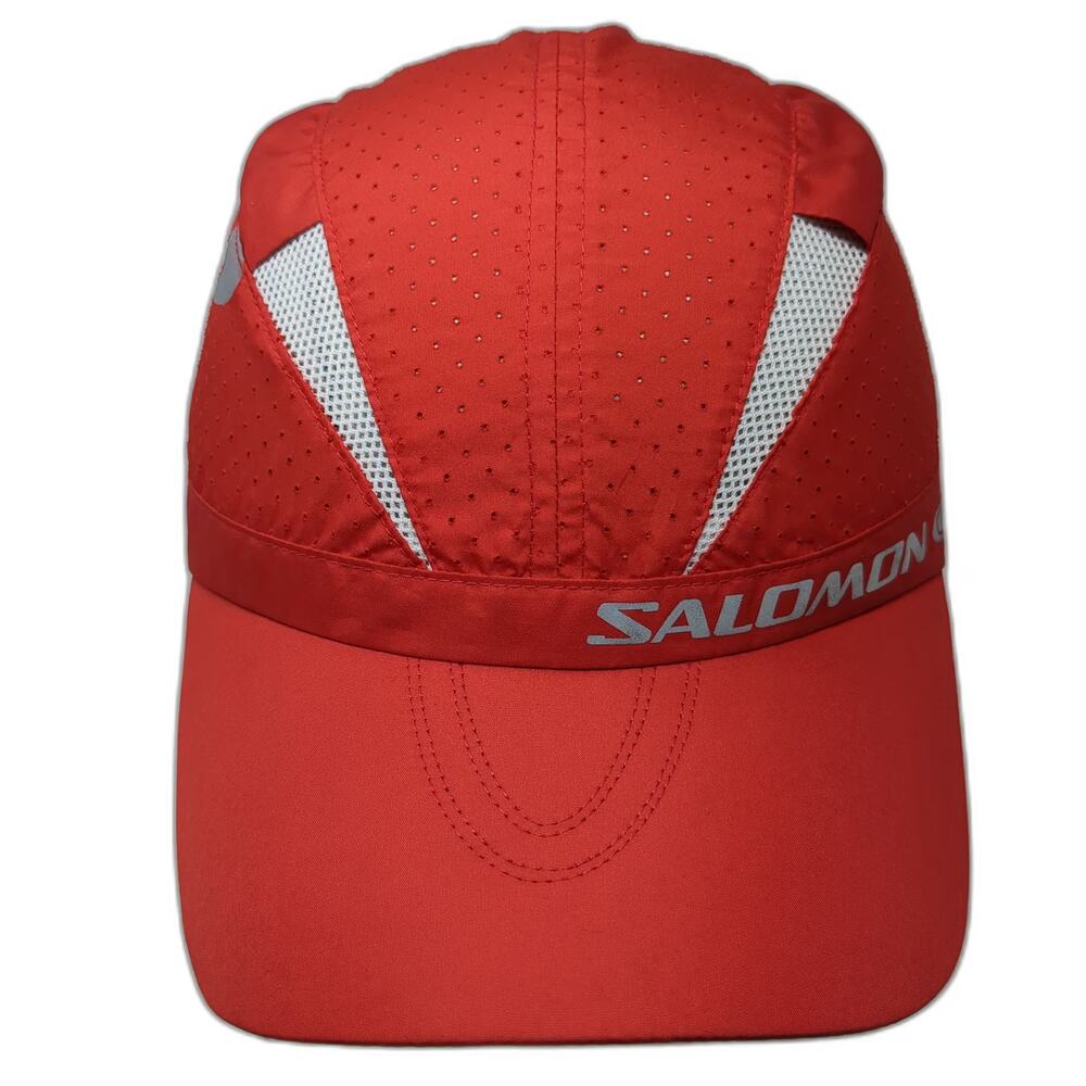 Salomon Baseball Cap Red One Size Reflective Logo Mesh Breathable Running Hat